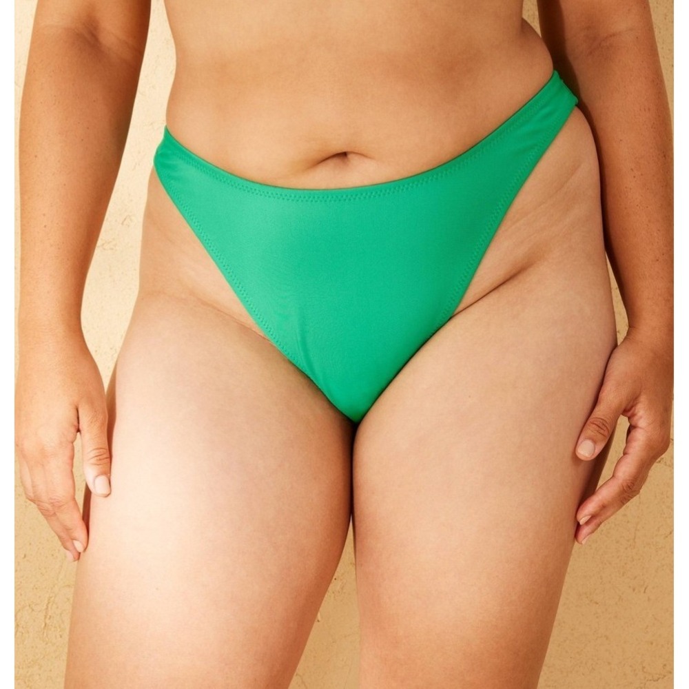 NWT~ Wild Fable sz L 12-14 Green Mid Rise Ultra High Leg Cheeky Bikini Bottoms